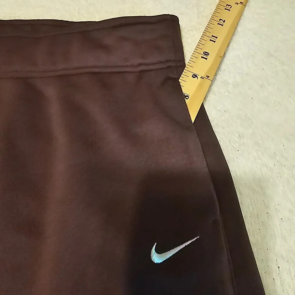 Nike Dri-FIT Womens Large Brown Straight Leg Track Pants Athletic Zip Hem